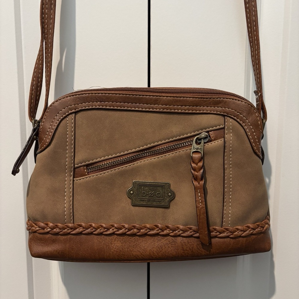 BOC Born Concept‎ Faux Leather Crossbody Bag Purse Tan Brown
